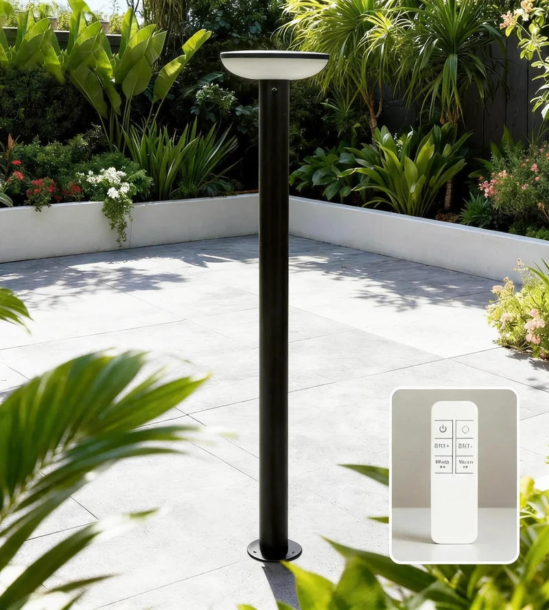 Lampadaire solaire LED HALO+ noir avec détecteur Télécommandable