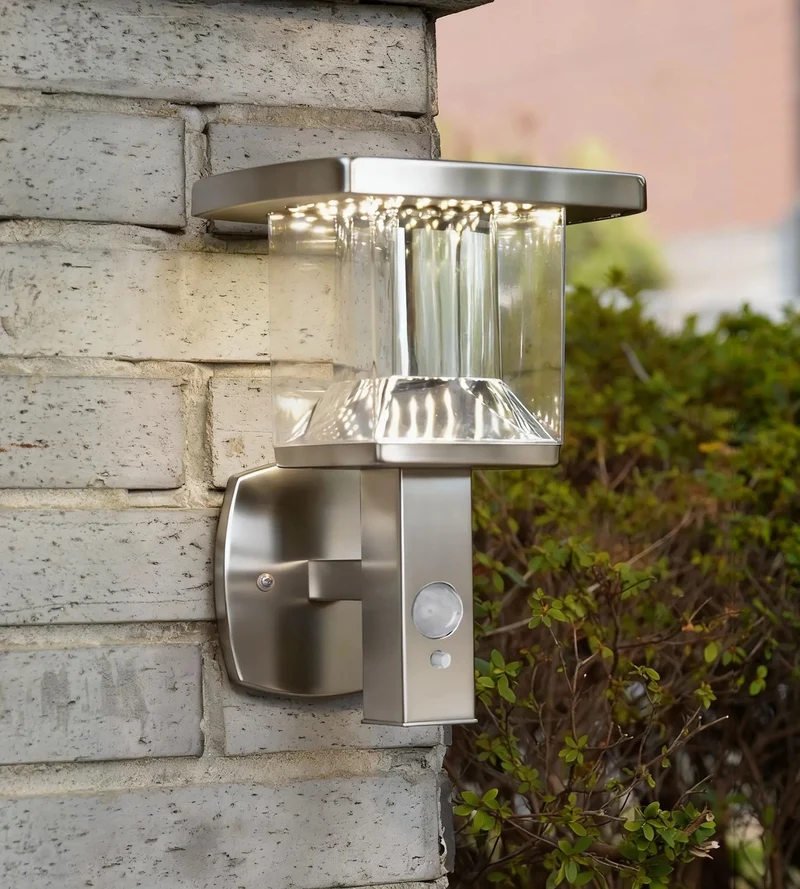 Applique murale solaire extérieure LED BERLIN inox avec détecteur