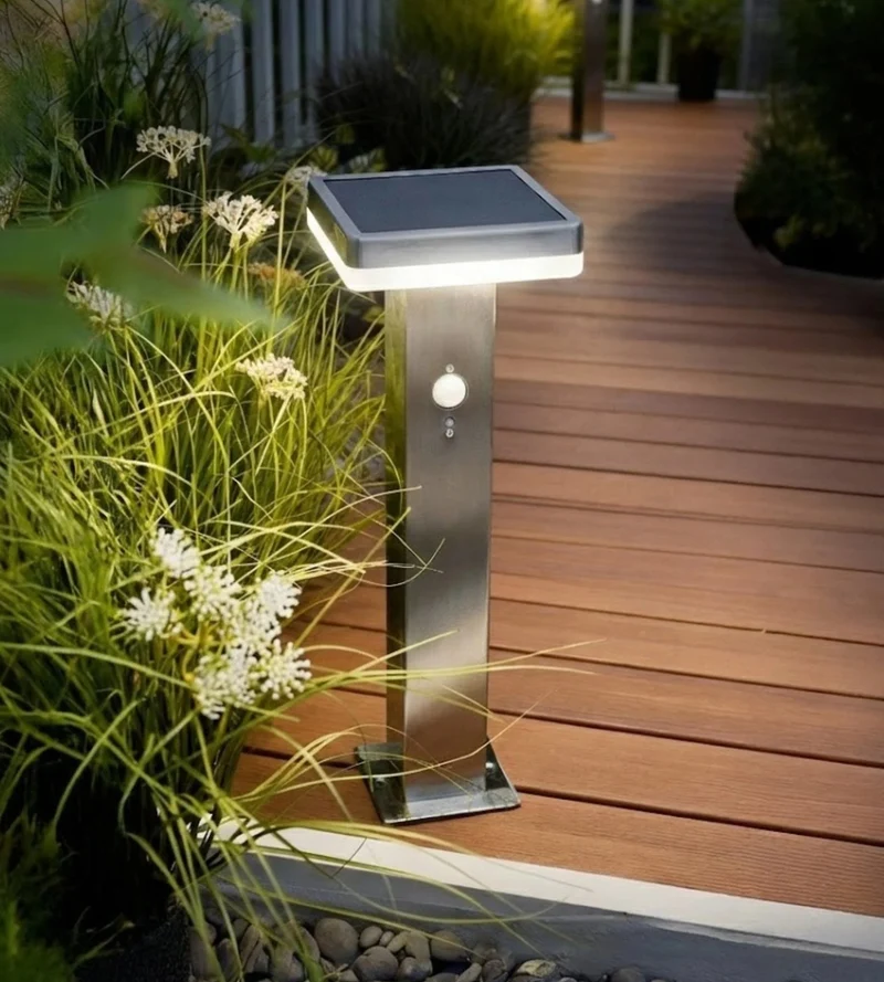 Borne solaire extérieure LED SPELLO inox avec détecteur