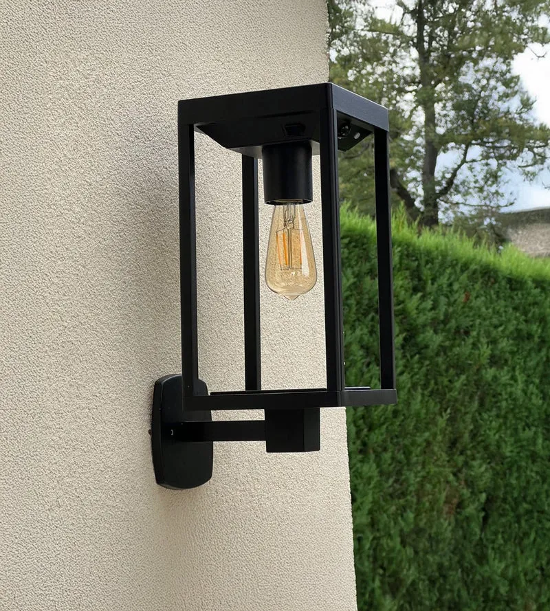 Applique murale solaire extérieure FAIRY noire avec détecteur - Ampoule E27 incluse