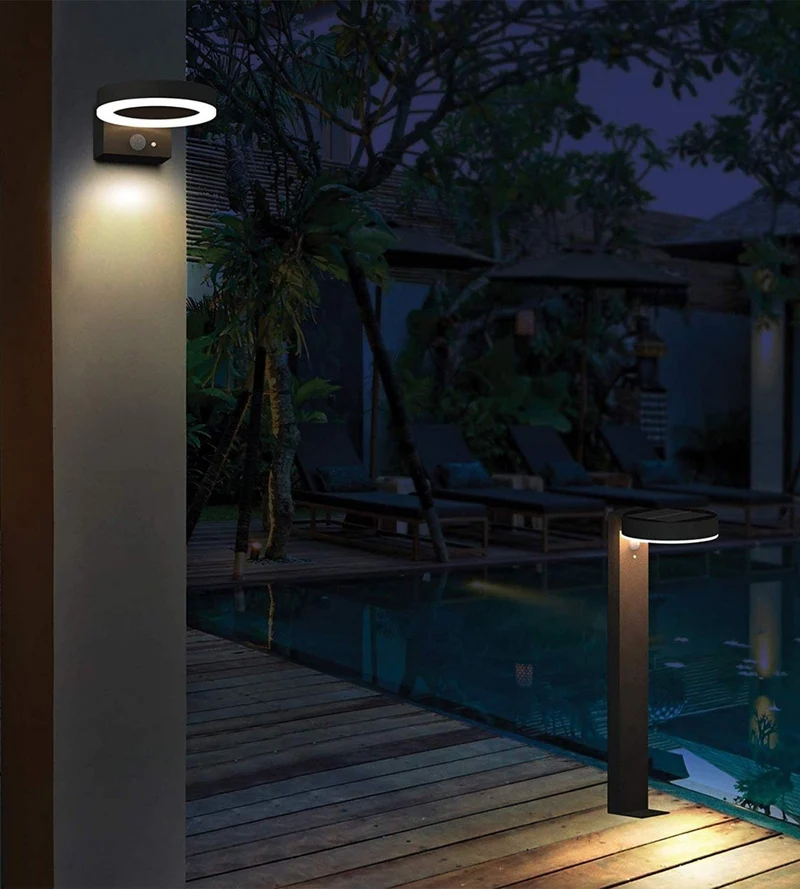 Borne solaire extérieure LED DAYTONA noire 50 cm avec détecteur - 3 modes d'éclairages 100 à 1000 lumens