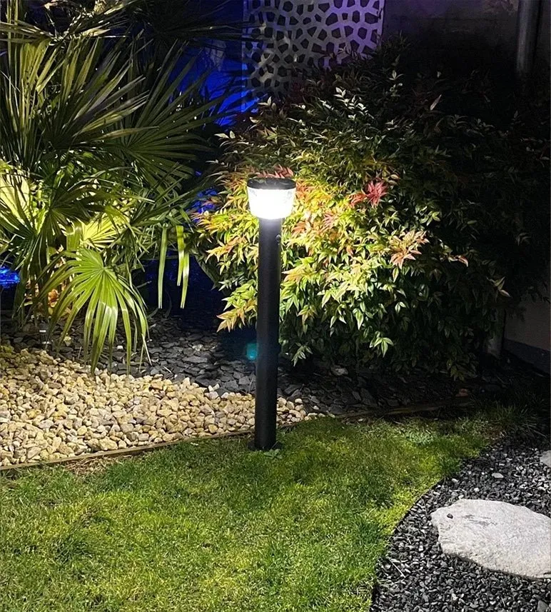 Borne solaire extérieure LED DUBLIN noire avec détecteur - 3 modes d'éclairages 100 à 1000 lumens