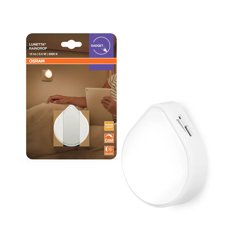 Veilleuse OSRAM LUNETTA RAINDROP avec capteur, 0,5W, 15lm