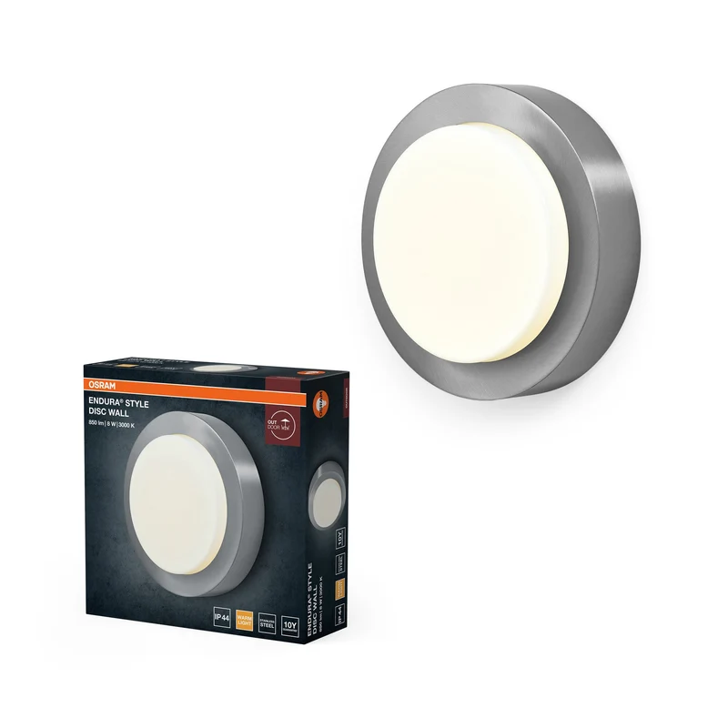 OSRAM ENDURA STYLE DISC Applique murale extérieure acier inoxydable 8W