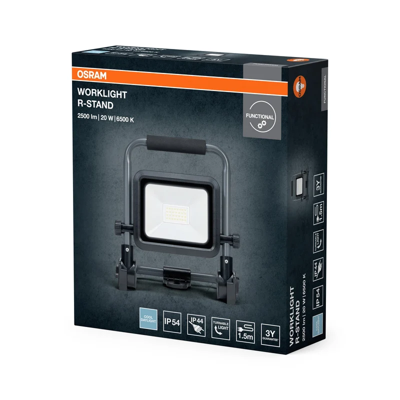 OSRAM VAL Petite lampe de travail LED, gris/noir, 20W, 2000lm