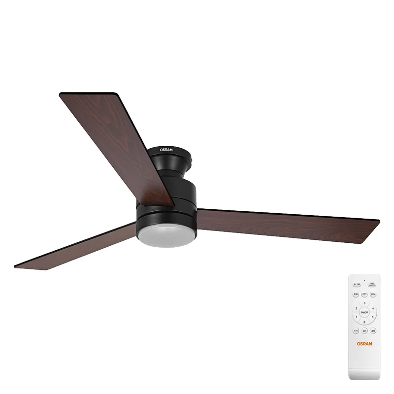 Ventilateur de plafond LED OSRAM Caju, noir-bois, 48W, 1320mm, 1120lm, CCT
