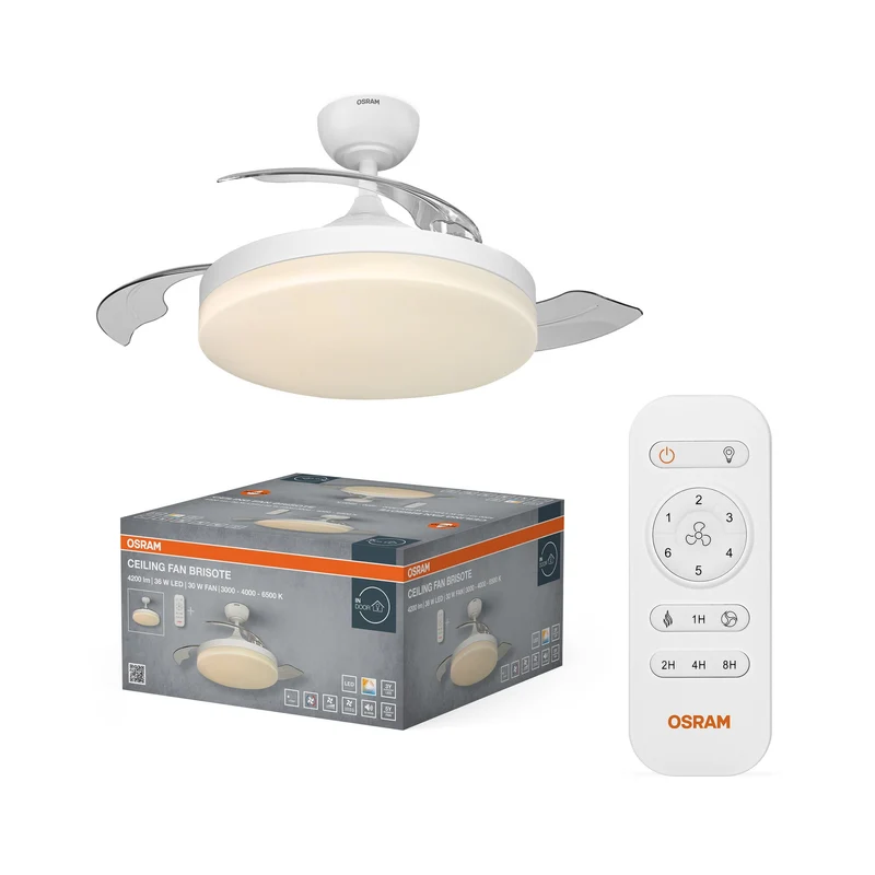 Ventilateur de plafond LED OSRAM Brisote, blanc, 1060 mm, 66 W, 3000/4000/6500 K, CCT