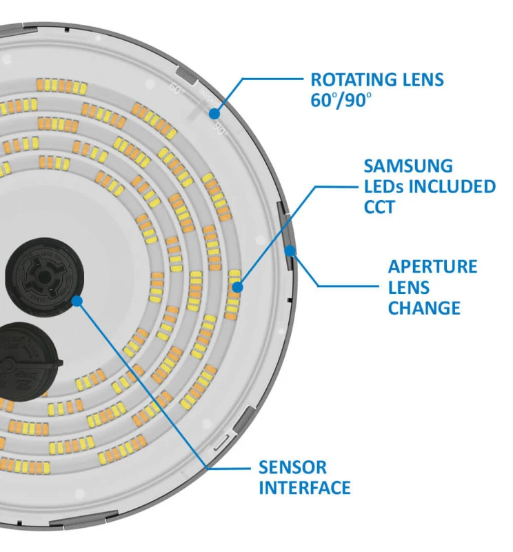 Cloche LED 150W type UFO - Leds Samsung 2835 - CCT - Compatible Zhaga