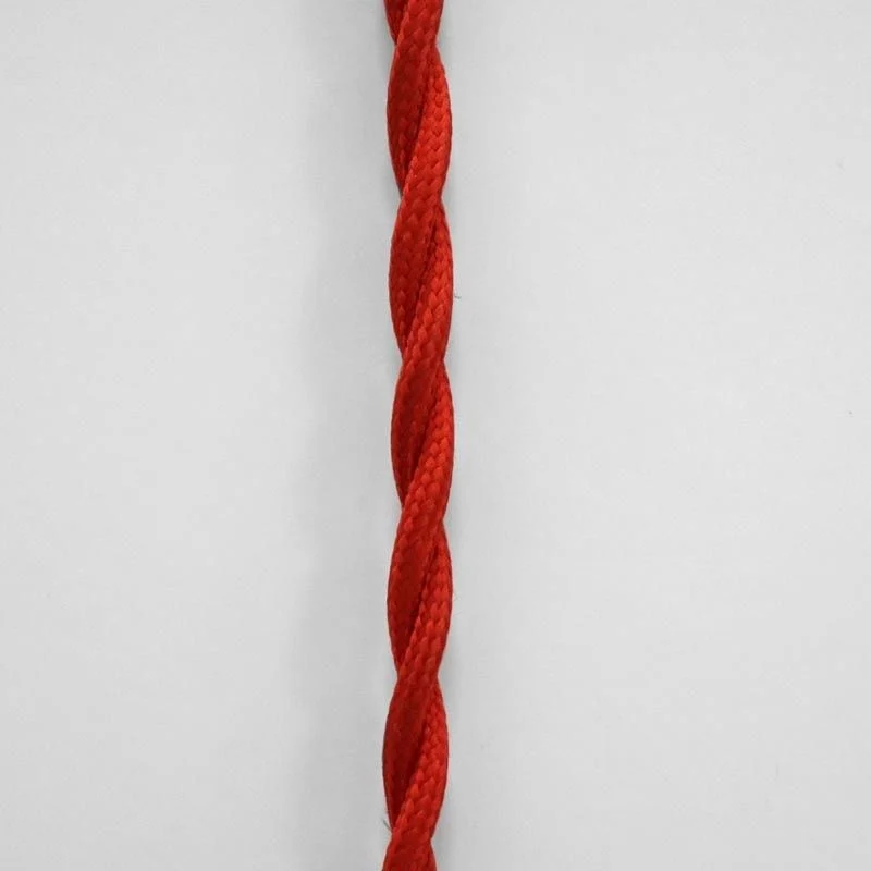 Câble électrique tressé en tissu effet soie Couleur rouge