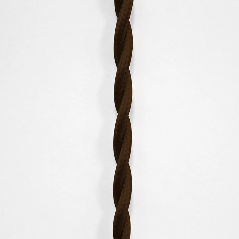 Câble électrique tressé revêtu d'un tissu à effet soie de couleur marron