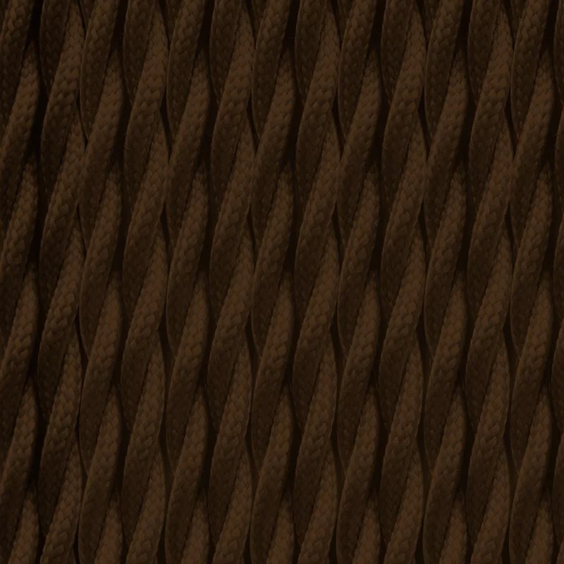 Câble électrique tressé revêtu d'un tissu à effet soie de couleur marron