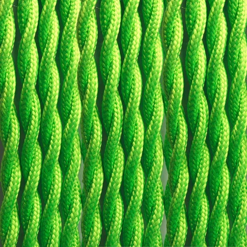 Câble tressé enrobé d'un tissu à effet soie de couleur vert citron