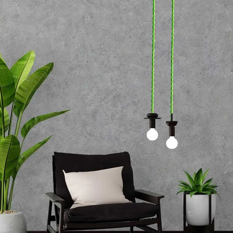 Câble tressé enrobé d'un tissu à effet soie de couleur vert citron