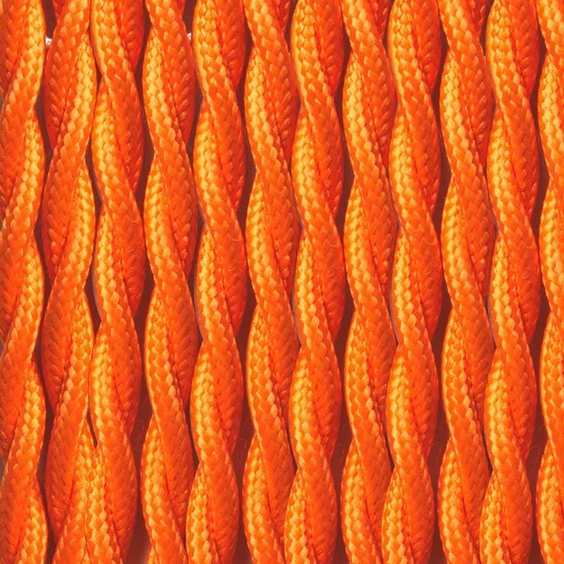 Câble tressé recouvert d'un tissu à effet soie de couleur orange
