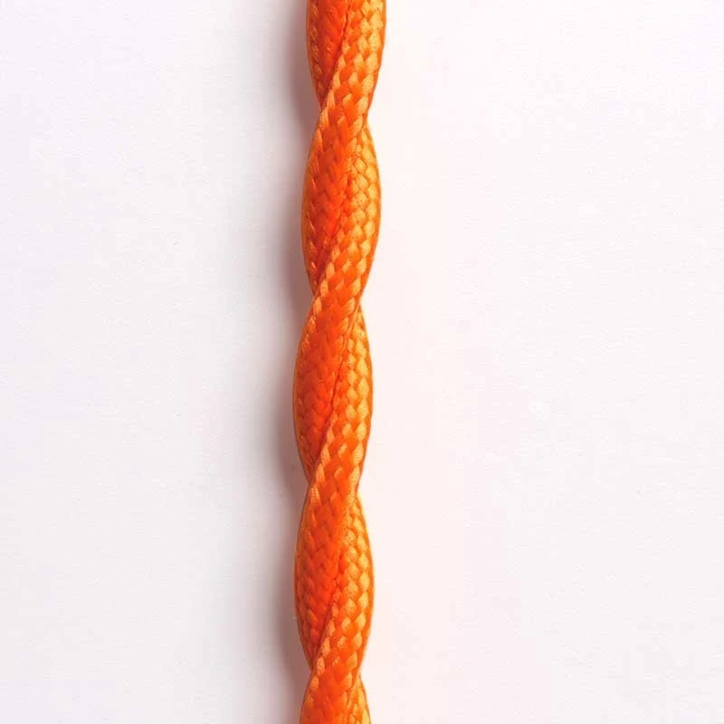 Câble tressé recouvert d'un tissu à effet soie de couleur orange