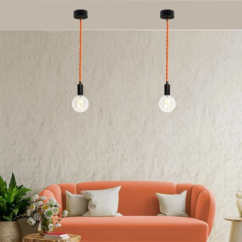 Câble tressé recouvert d'un tissu à effet soie de couleur orange