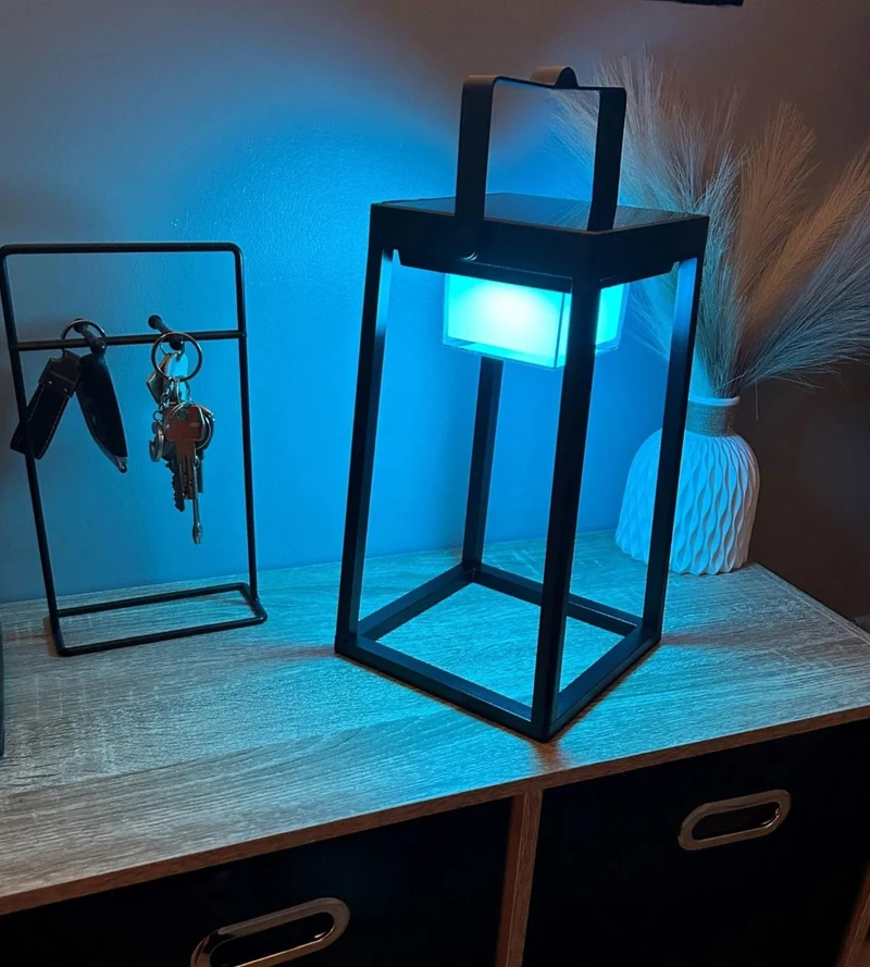 Lanterne solaire LED EVADE noire - RGB+CCT - Pilotable avec smartphone - Intérieur & Extérieur