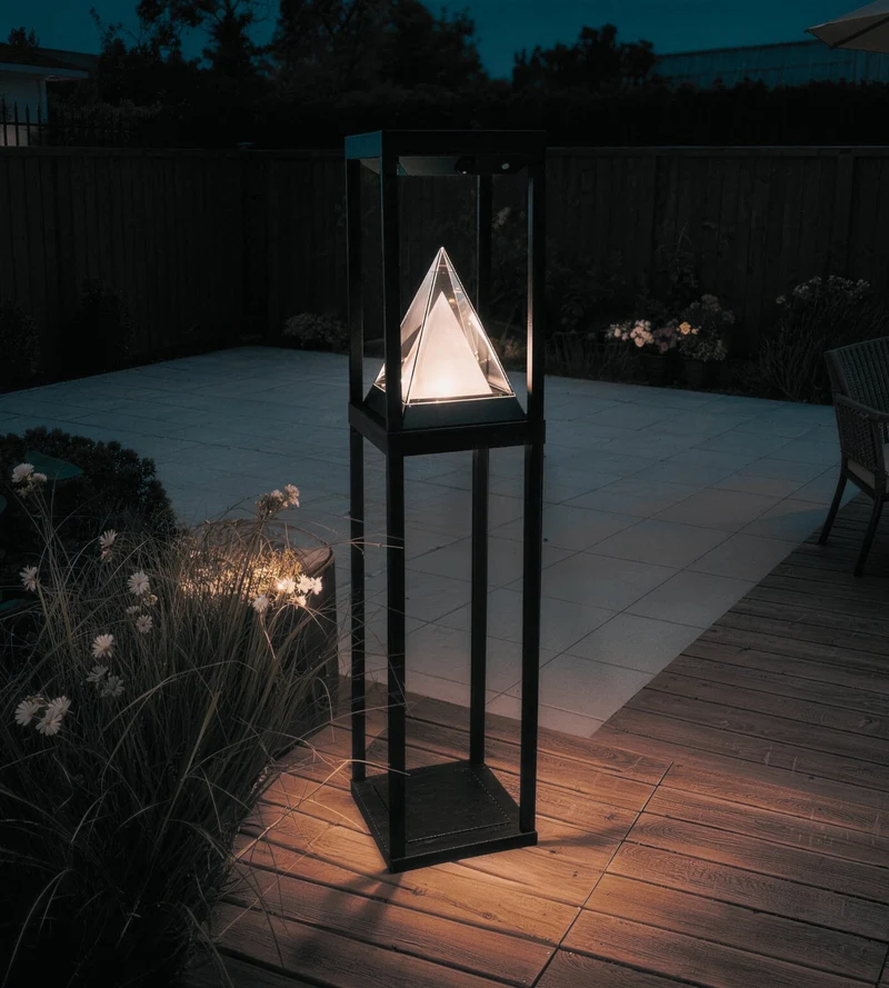 Lampe à poser solaire LED KEOPS noire avec détecteur - 3 modes d'éclairages de 75 à 600 lumens
