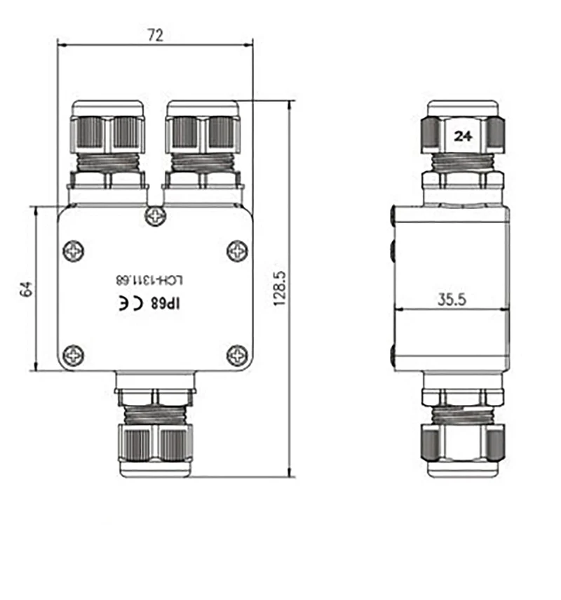 Boite Etanche Transparente RAC–BOX3–68 - Avec dominos - 3 entrées - presse étoupe - IP68 - compatible câble souple