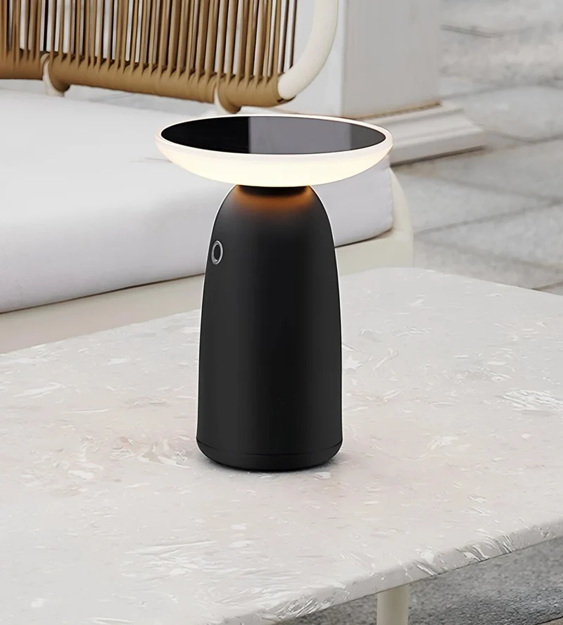 Lampe de table solaire LED HALO noire - 2 modes d'éclairage 100 à 1000 lumens - 4000K - Prise USB-C