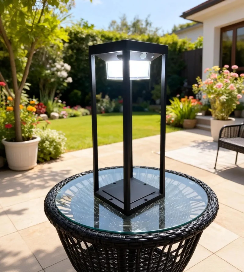 Lanterne solaire LED PICASSO noire avec détecteur - 3 modes d'éclairage de 75 à 600 lumens