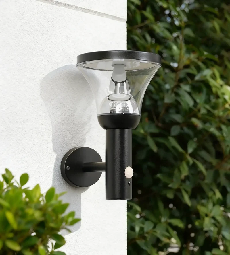 Applique murale solaire extérieure LED DIVA inox avec détecteur - 3 modes d'éclairage 75 à 600 lumens