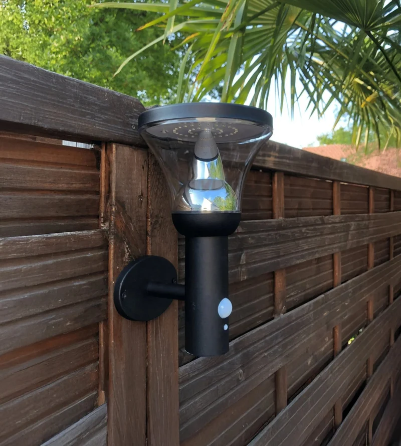 Applique murale solaire extérieure LED DIVA inox avec détecteur - 3 modes d'éclairage 75 à 600 lumens