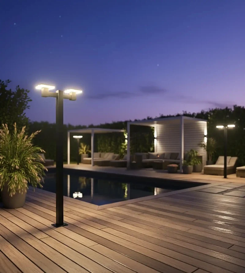 Lampadaire solaire LED SUN–2000 noir 120/200 cm Télécommandable