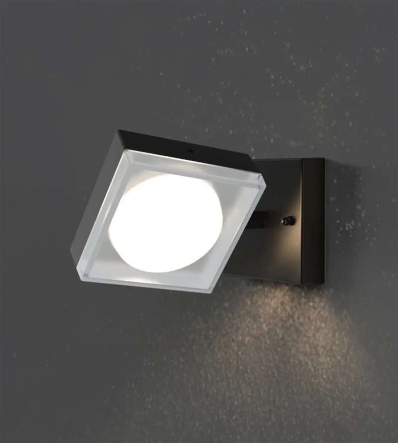 Applique murale extérieure VENGE noire Tête orientable - Douille GX53