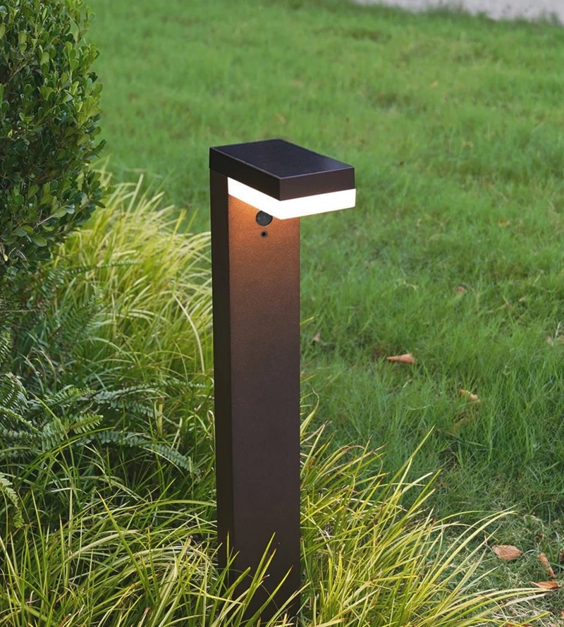 Borne solaire extérieure LED VENUS noire 70 cm avec détecteur - 3 modes d'éclairage 100 à 1000 lumens
