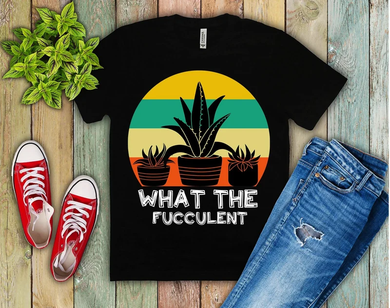 Qu'est-ce que le Fucculent | T-shirts rétro Sunset, le T-shirt Fucculent, chemise de jardinage, chemise succulente, cadeau de jardinage de plantes, chemise de cactus