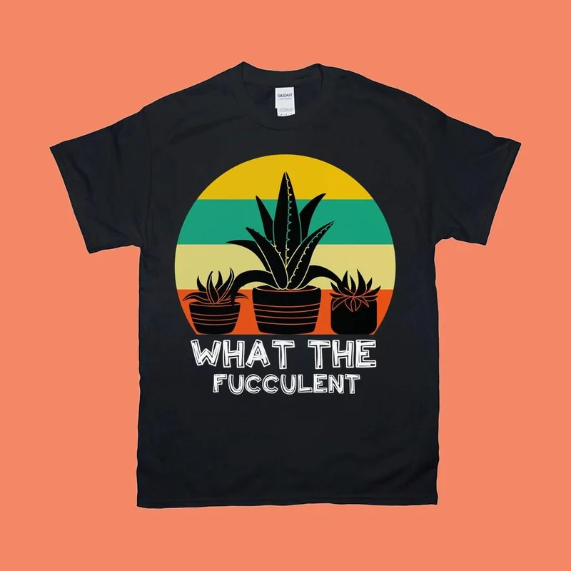 Qu'est-ce que le Fucculent | T-shirts rétro Sunset, le T-shirt Fucculent, chemise de jardinage, chemise succulente, cadeau de jardinage de plantes, chemise de cactus