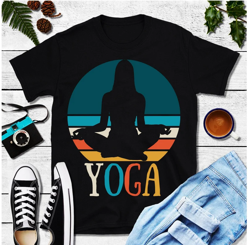 Fille de yoga | T-shirts rétro Sunset, chemise cadeau de yoga, chemise Namaste, cadeau pour Yogi, chemise d’amoureux du yoga, chemise de méditation, tee-shirt de yoga, t-shirt de yoga