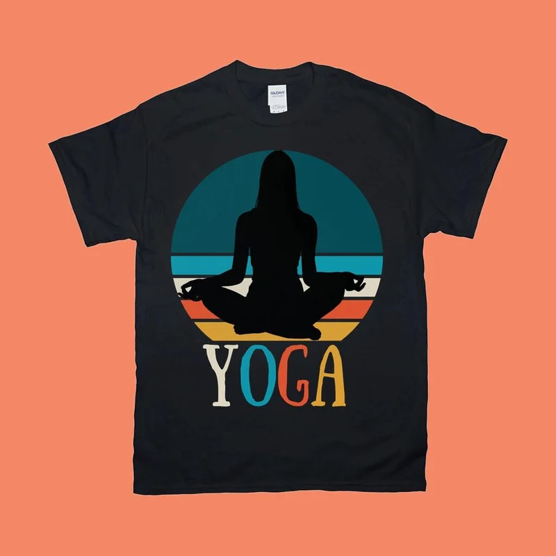 Fille de yoga | T-shirts rétro Sunset, chemise cadeau de yoga, chemise Namaste, cadeau pour Yogi, chemise d’amoureux du yoga, chemise de méditation, tee-shirt de yoga, t-shirt de yoga