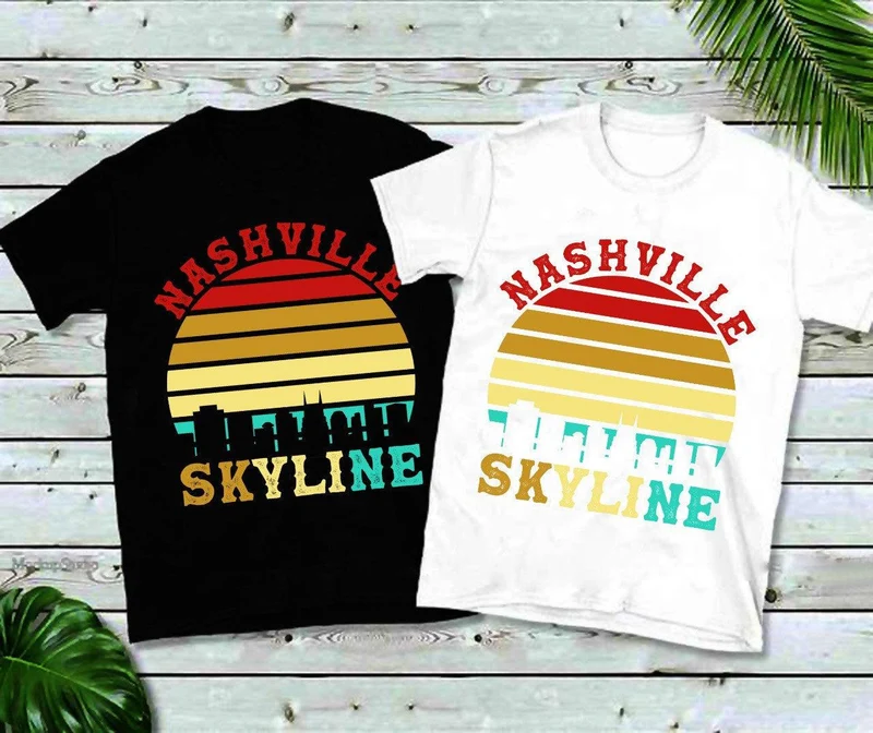 Horizon de Nashville | Coucher de soleil rétro, chemise Nashville, chemise Tennessee, Nashville Tennessee, chemises Nashville, tee-shirt Nashville, cadeau Nashville