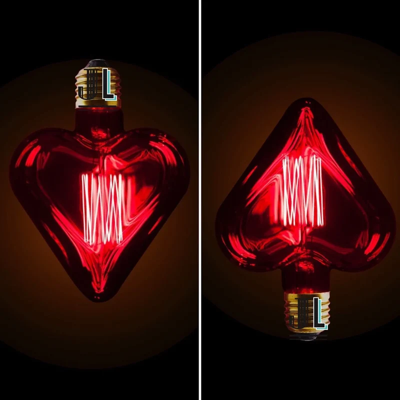 Ampoule à filament cage rouge forme cœur E27 60W – Modèle Heart Red – Décorative vintage