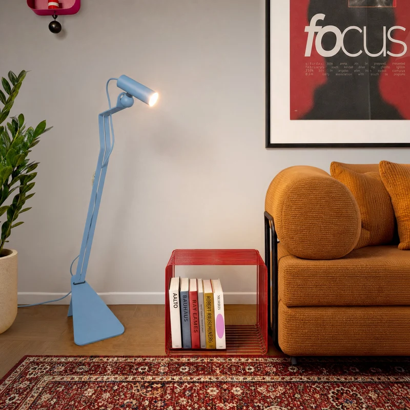 Lampadaire inclinable avec spot magnétique orientable - Mario Tubo - Bleu