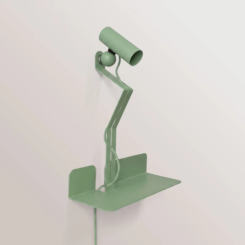 Applique murale avec étagère et Spot magnétique orientable - Murio Tubo - Vert
