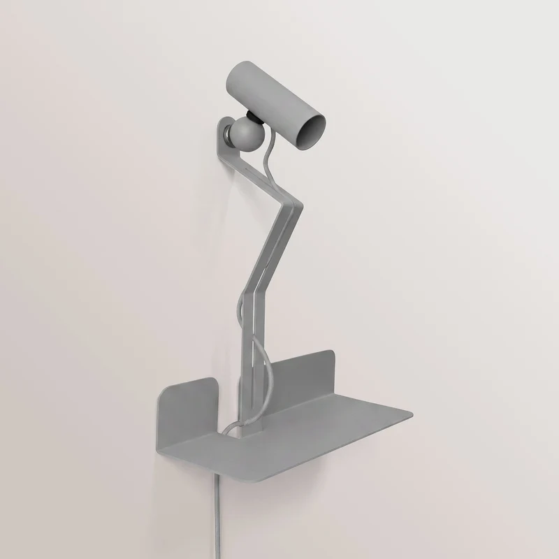 Applique murale avec étagère et Spot magnétique orientable - Murio Tubo - Gris
