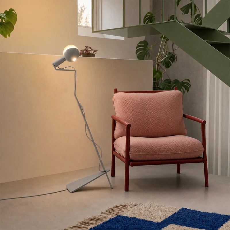 Lampadaire inclinable avec Ampoule LED G125 peinte - Mario Talia - Gris