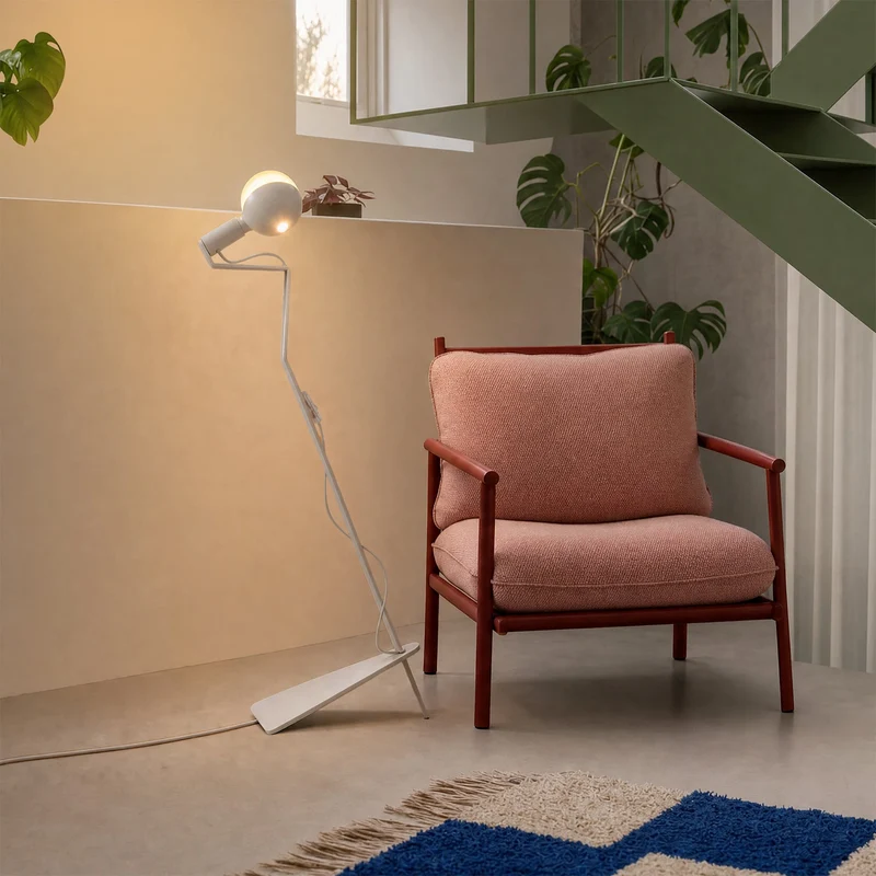 Lampadaire inclinable avec ampoule LED G125 peinte - Mario Talia - Blanc