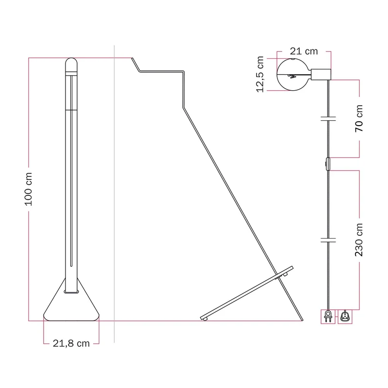 Lampadaire inclinable avec ampoule LED G125 peinte - Mario Talia - Blanc