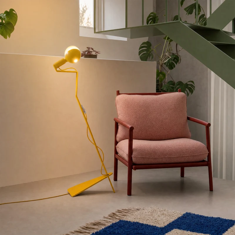 Lampadaire inclinable avec ampoule LED G125 peinte - Mario Talia - Jaune