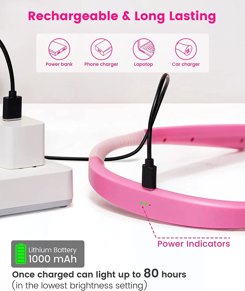 Glocusent Upgraded Rechargeable LED Neck Reading Light