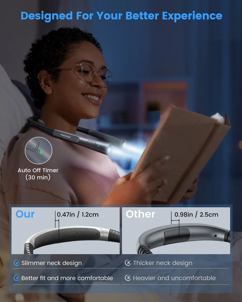 Glocusent Upgraded Rechargeable LED Neck Reading Light