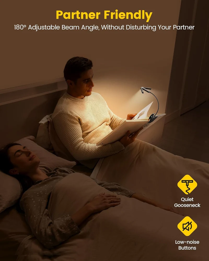 Glocusent Tri-head Clip On Book Light U.S. Only