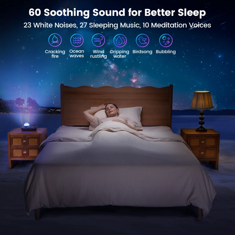 Glocusent Sleeping Pod Starry Lamp with White Noise Sound Machine U.S. Only