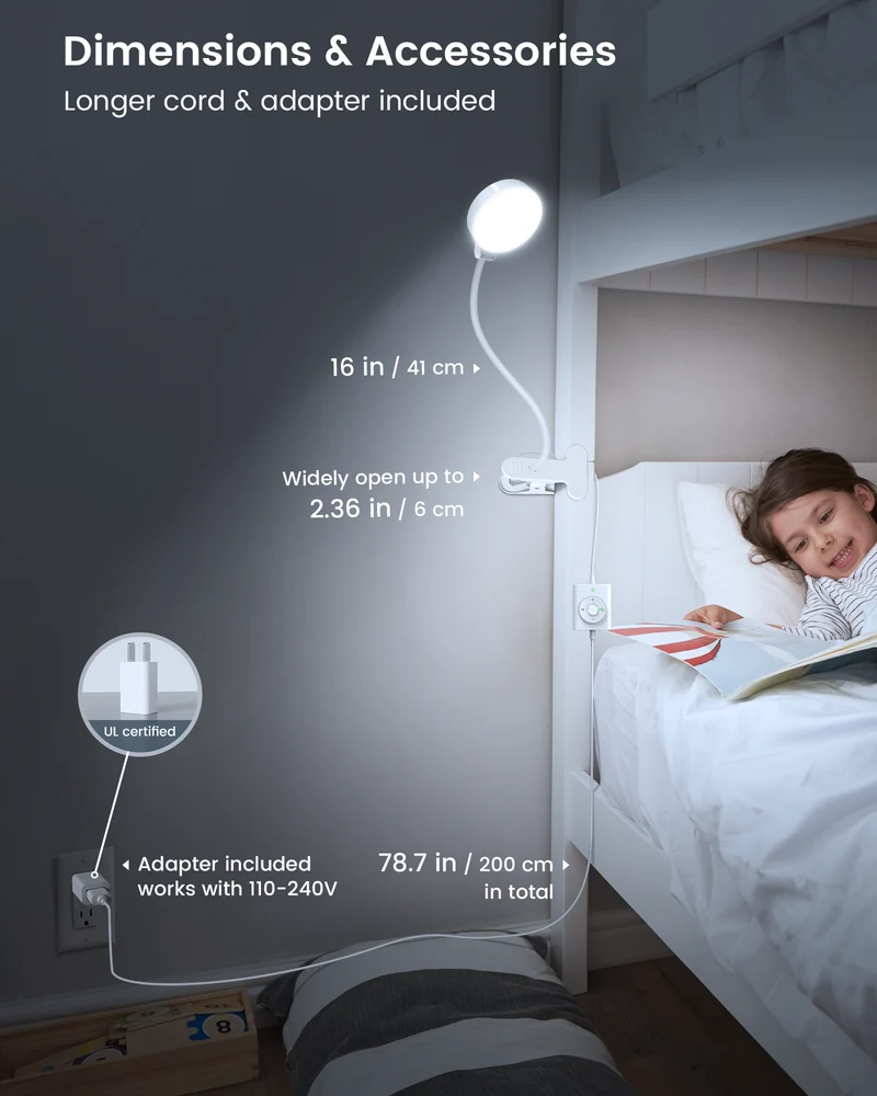 Glocusent 36 LED Clip-on Reading Light for Desk, Bed Headboard & Computer