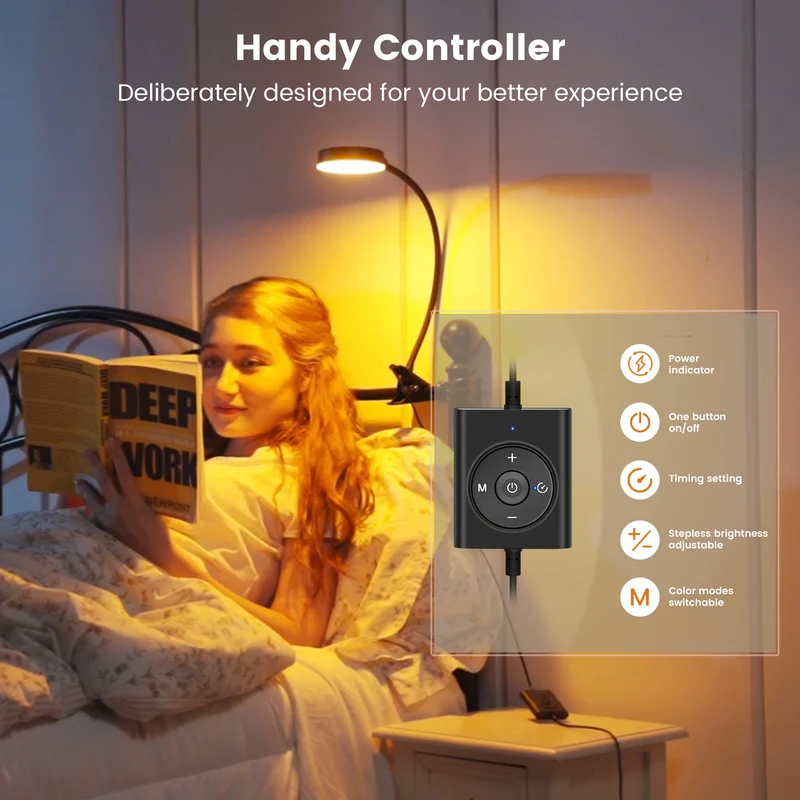 Glocusent 36 LED Clip-on Reading Light for Desk, Bed Headboard & Computer