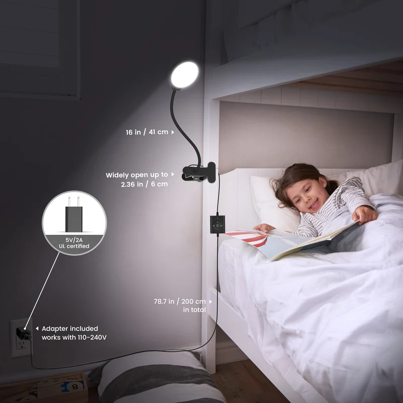 Glocusent 36 LED Clip-on Reading Light for Desk, Bed Headboard & Computer